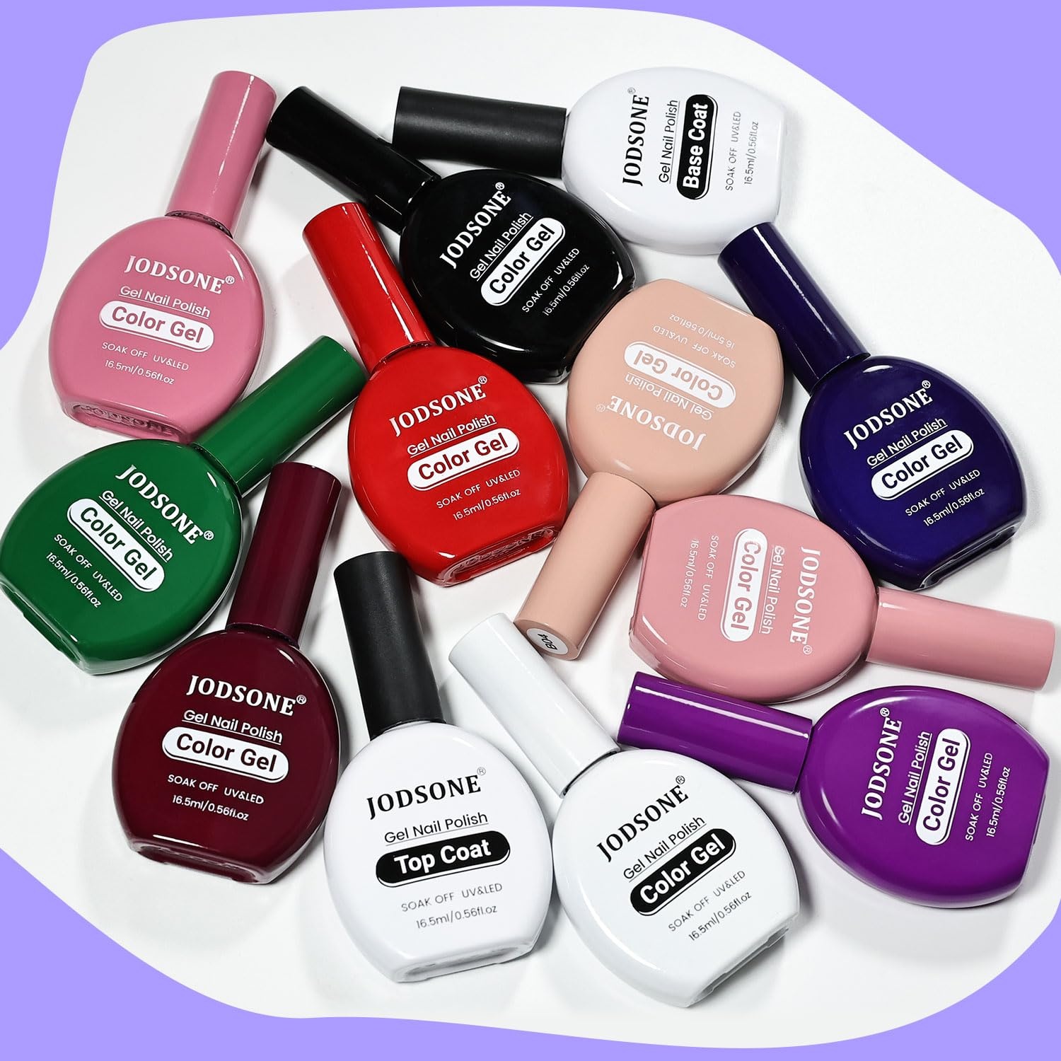 JODSONE 12 PCS 16.5 ml Gel Nail Polish Same Color Same Bottle with Base Coat and Top Coat, 10 Colors for At-Home Salon Nail Art, Holiday Gifts(10COLOR-16.5ml) - view 4
