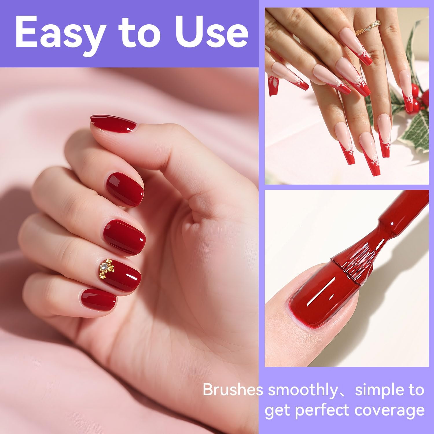 JODSONE 12 PCS 16.5 ml Gel Nail Polish Same Color Same Bottle with Base Coat and Top Coat, 10 Colors for At-Home Salon Nail Art, Holiday Gifts(10COLOR-16.5ml) - view 8