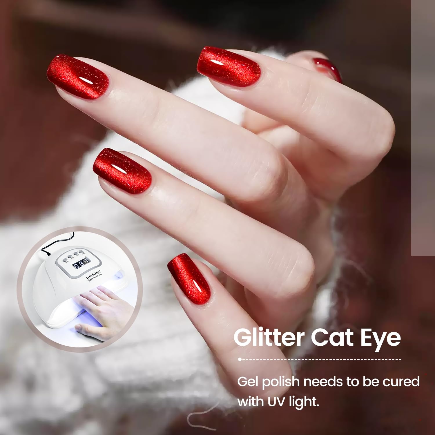 JODSONE 10ml Gel Nail Polish Cat Eye Red Gel Polish with Magnet Soak Off U V Lamp Deep Red Polish Nail Art Manicure Salon DIY Home - view 2
