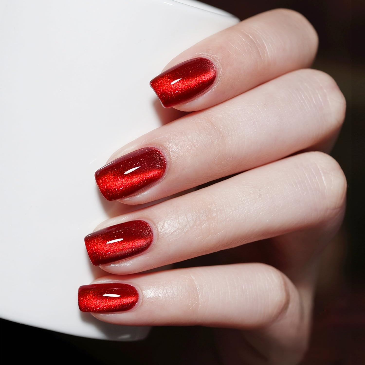 JODSONE 10ml Gel Nail Polish Cat Eye Red Gel Polish with Magnet Soak Off U V Lamp Deep Red Polish Nail Art Manicure Salon DIY Home - view 3