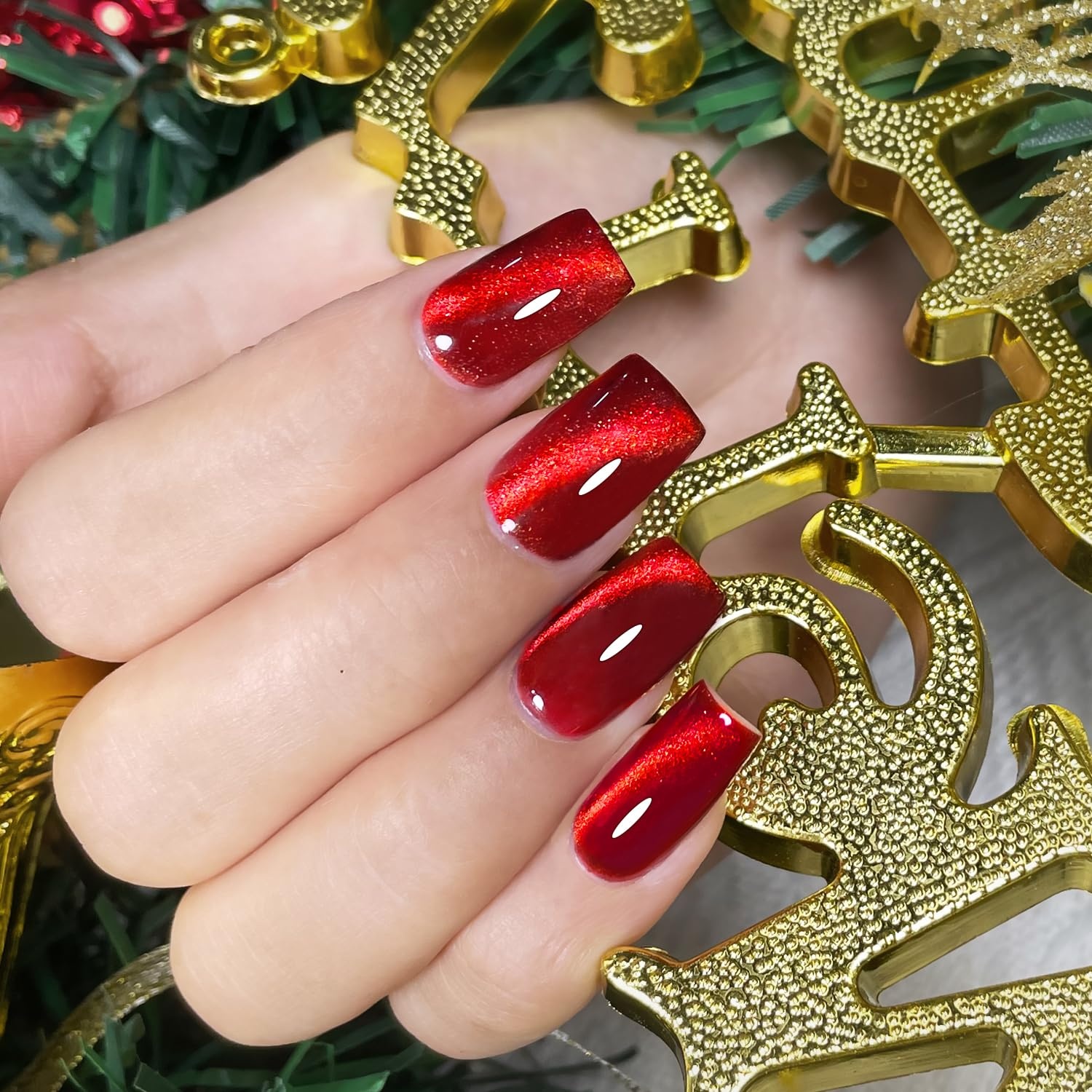 JODSONE 10ml Gel Nail Polish Cat Eye Red Gel Polish with Magnet Soak Off U V Lamp Deep Red Polish Nail Art Manicure Salon DIY Home - view 5