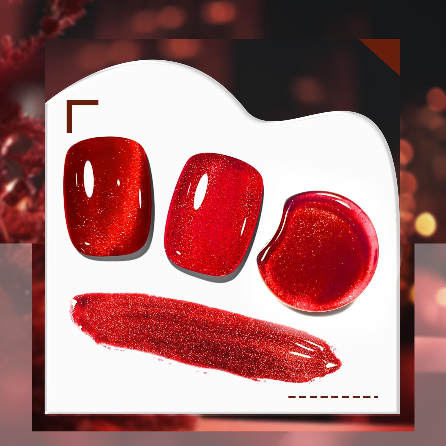 JODSONE 10ml Gel Nail Polish Cat Eye Red Gel Polish with Magnet Soak Off U V Lamp Deep Red Polish Nail Art Manicure Salon DIY Home - view 6