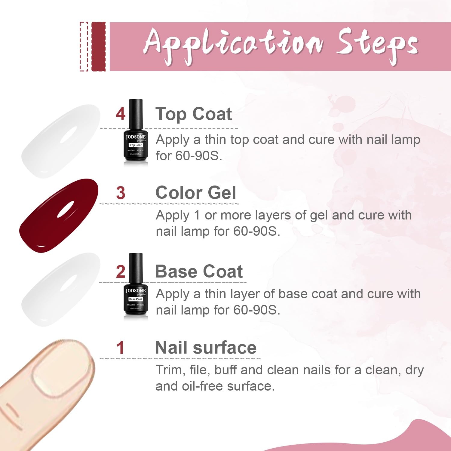 JODSONE 6 Bottels of 15ML Nail Primer Nail prep dehydrator Base Coat Top Coat Glossy Quick Drying Durable - view 7