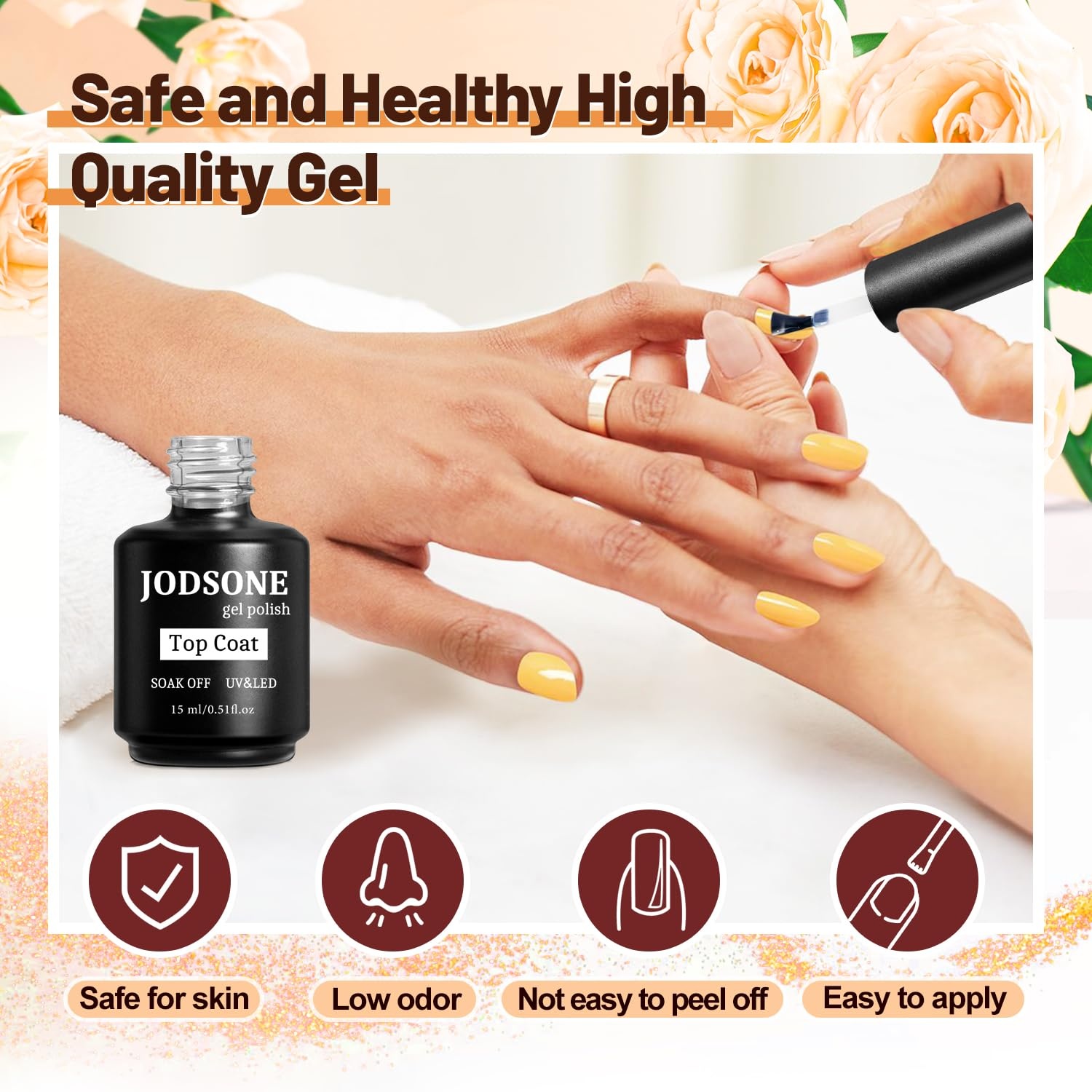 JODSONE 6 Bottels of 15ML Nail Primer Nail prep dehydrator Base Coat Top Coat Glossy Quick Drying Durable - view 8