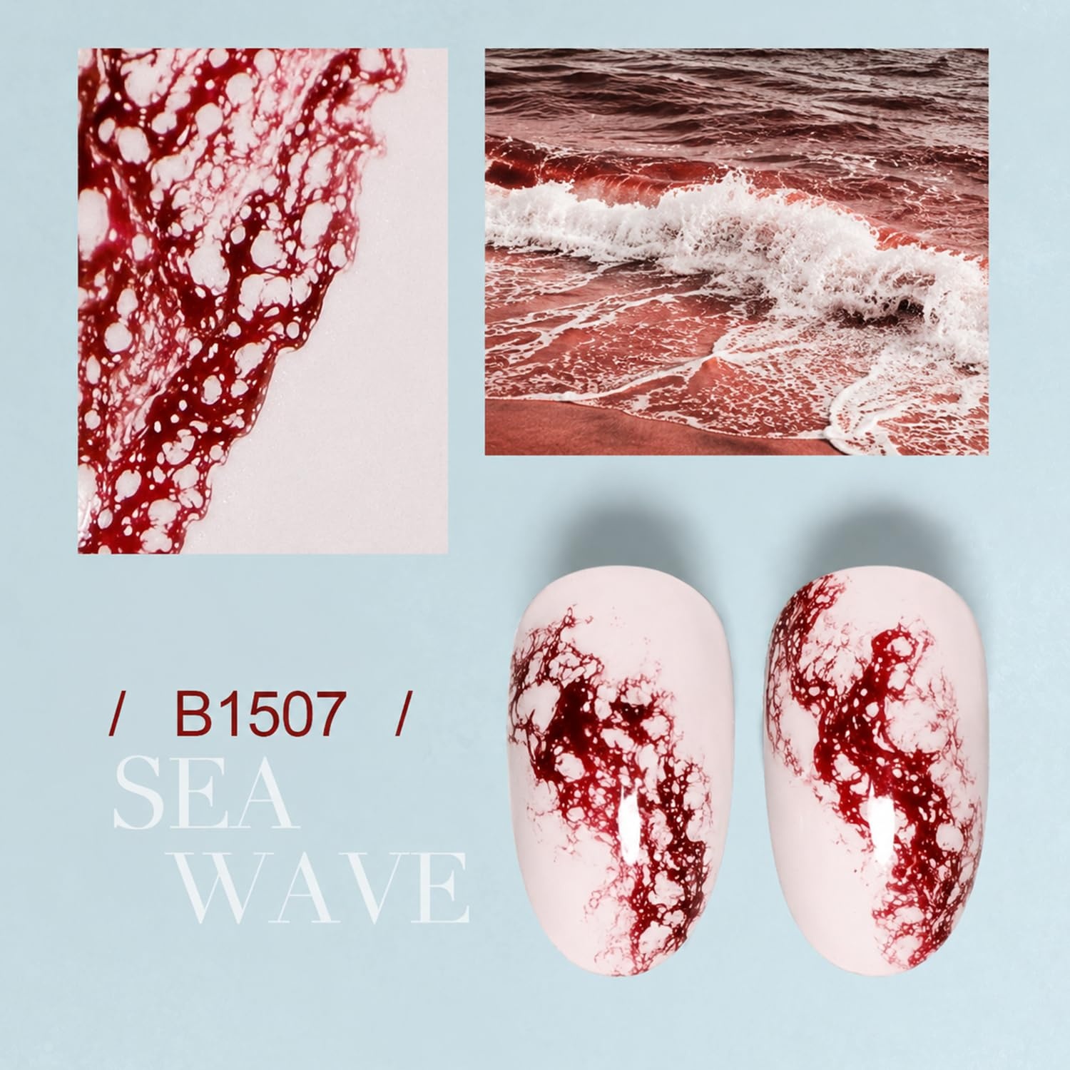 JODSONE Ocean Wave Blooming Gel Nail Polish,16.5ml Wave White Blooming Liquid for Spreading Wave Effect,High Fluidity Wave Textures for DIY Nail Art Design,Applied Over Uncured Base Gel(B1507)