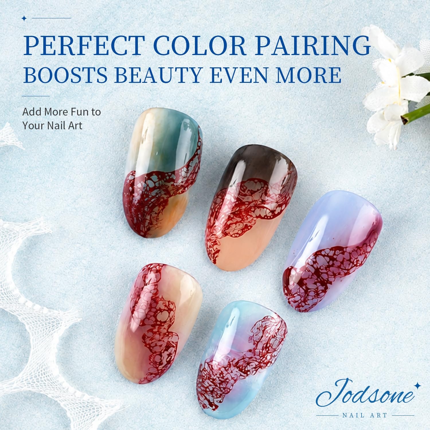 JODSONE Ocean Wave Blooming Gel Nail Polish,16.5ml Wave White Blooming Liquid for Spreading Wave Effect,High Fluidity Wave Textures for DIY Nail Art Design,Applied Over Uncured Base Gel(B1507) - view 2