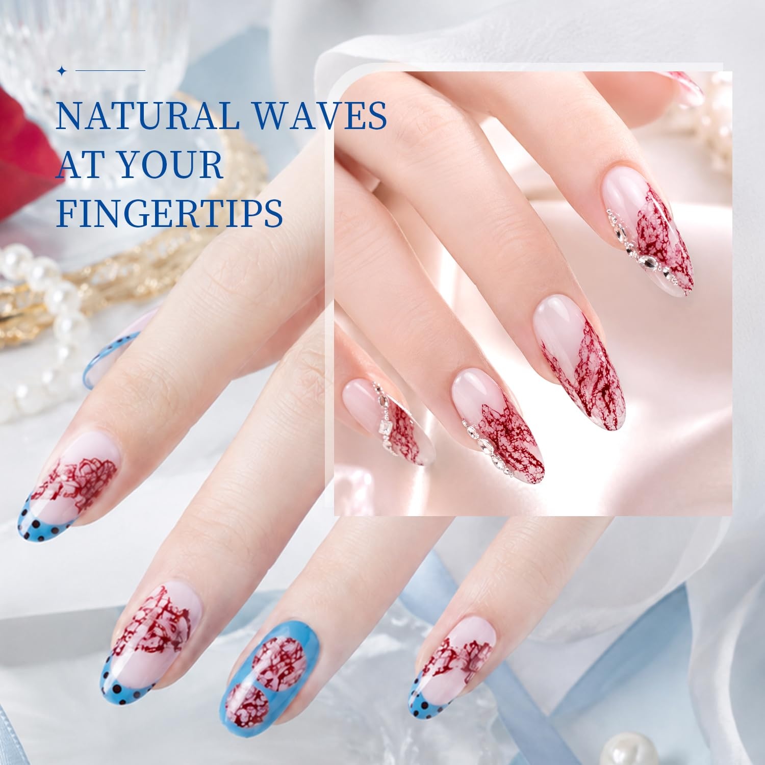 JODSONE Ocean Wave Blooming Gel Nail Polish,16.5ml Wave White Blooming Liquid for Spreading Wave Effect,High Fluidity Wave Textures for DIY Nail Art Design,Applied Over Uncured Base Gel(B1507) - view 6