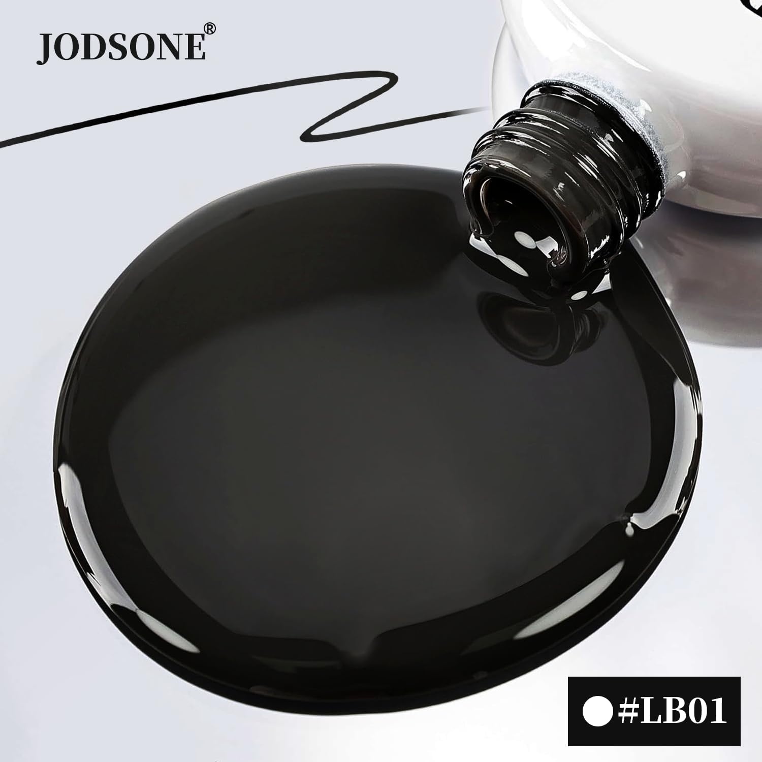 JODSONE Black Swirl Nail Art Liner Gel Polish,10ml Classic Color 3D Nail Art Pens Effect Nail Print Design with Thin Brush for French Tips Manicure Painting DIY at Home – LB01