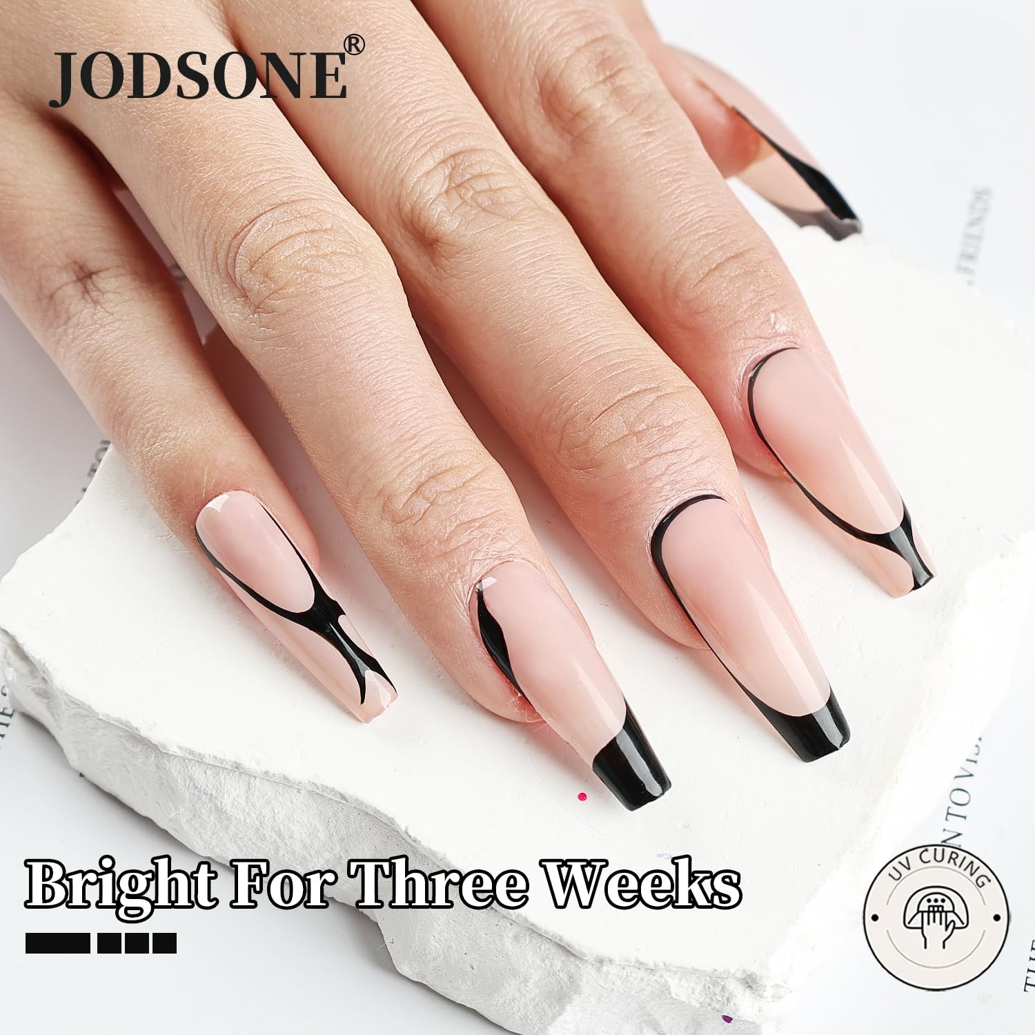 JODSONE Black Swirl Nail Art Liner Gel Polish,10ml Classic Color 3D Nail Art Pens Effect Nail Print Design with Thin Brush for French Tips Manicure Painting DIY at Home – LB01 - view 3