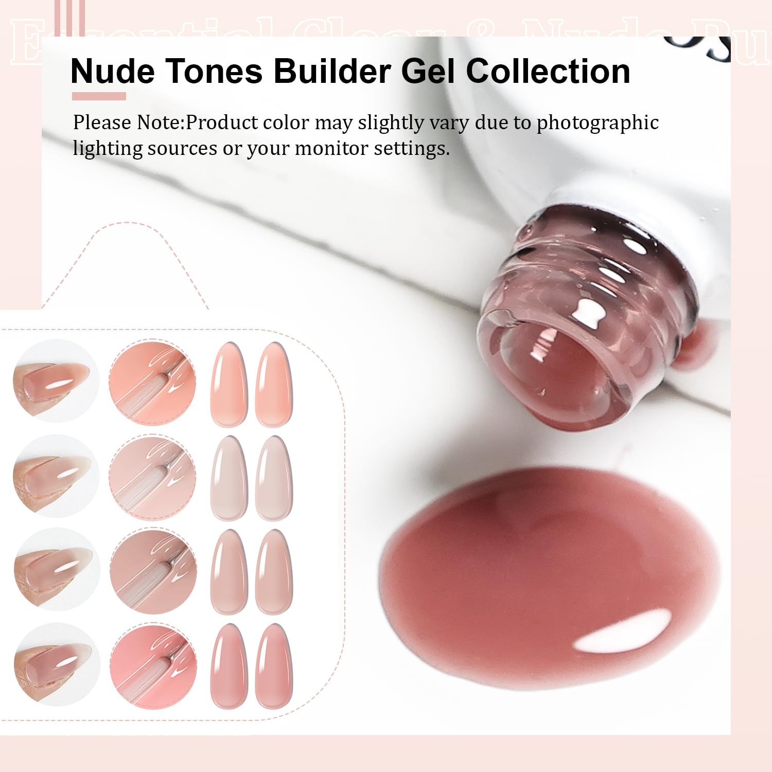 JODSONE Builder Gel for Nails,4Pcs 10ML Builder Gel Set, Nail Apex and Extension Strengthener Hard Need to Cured by Nail Lamp,Clear White Pink Brown(GJ05-GJ08) - view 2