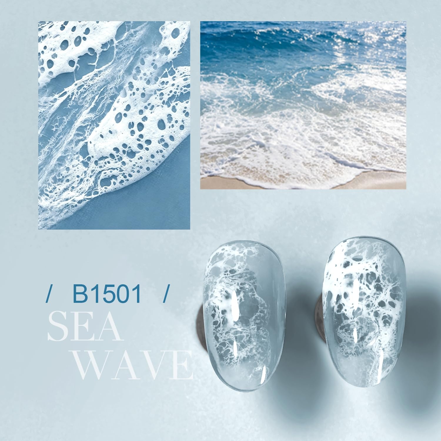 JODSONE Ocean Wave Blooming Gel Nail Polish,16.5ml Wave White Blooming Liquid for Spreading Wave Effect,High Fluidity Wave Textures for DIY Nail Art Design,Applied Over Uncured Base Gel(B1501)