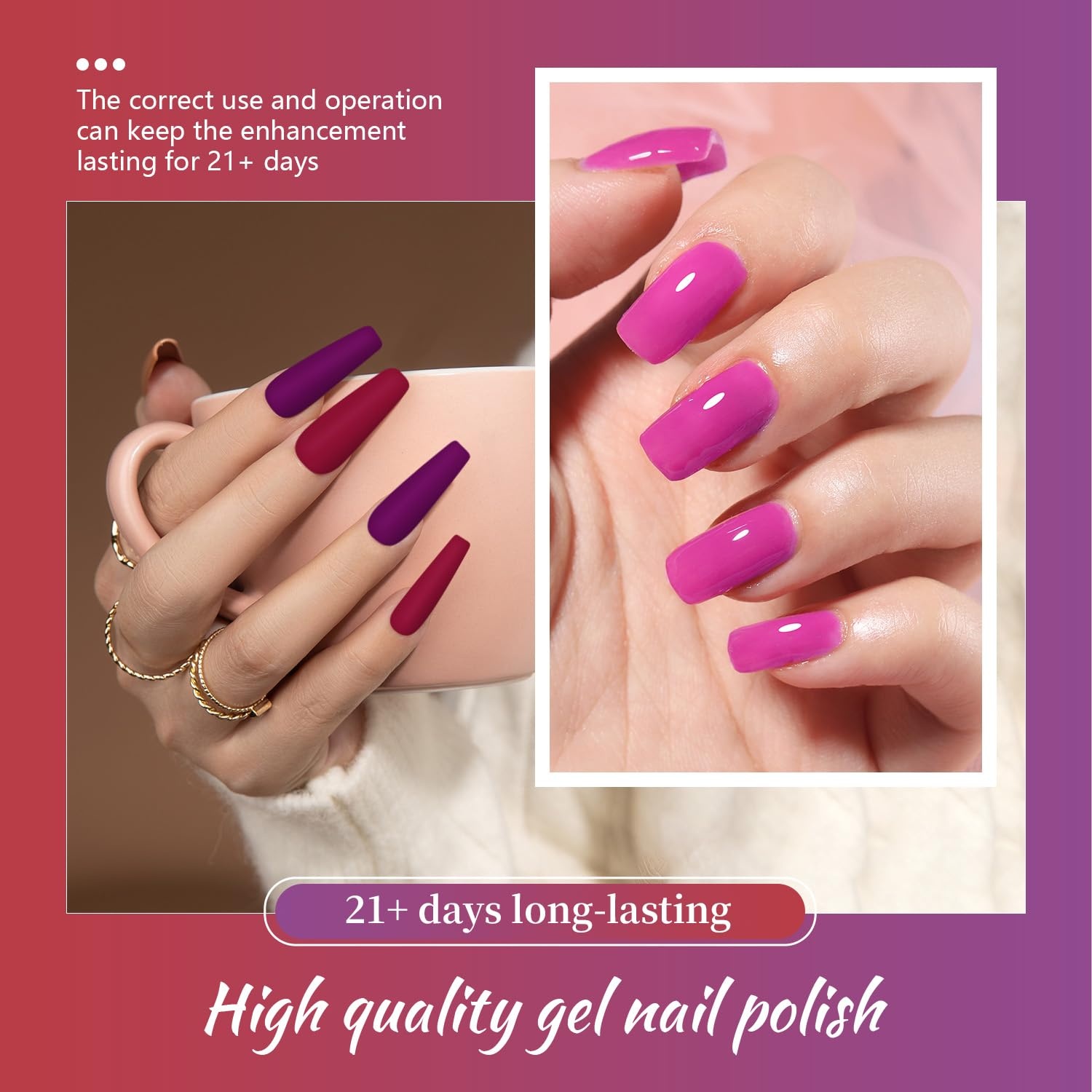 JODSONE 23 PCS Gel Nail Polish Set with Base Glossy and Matte Top Coat Multicolored Gel Nail Long Lasting Suitable for All Seasons(gel color 05) - view 3