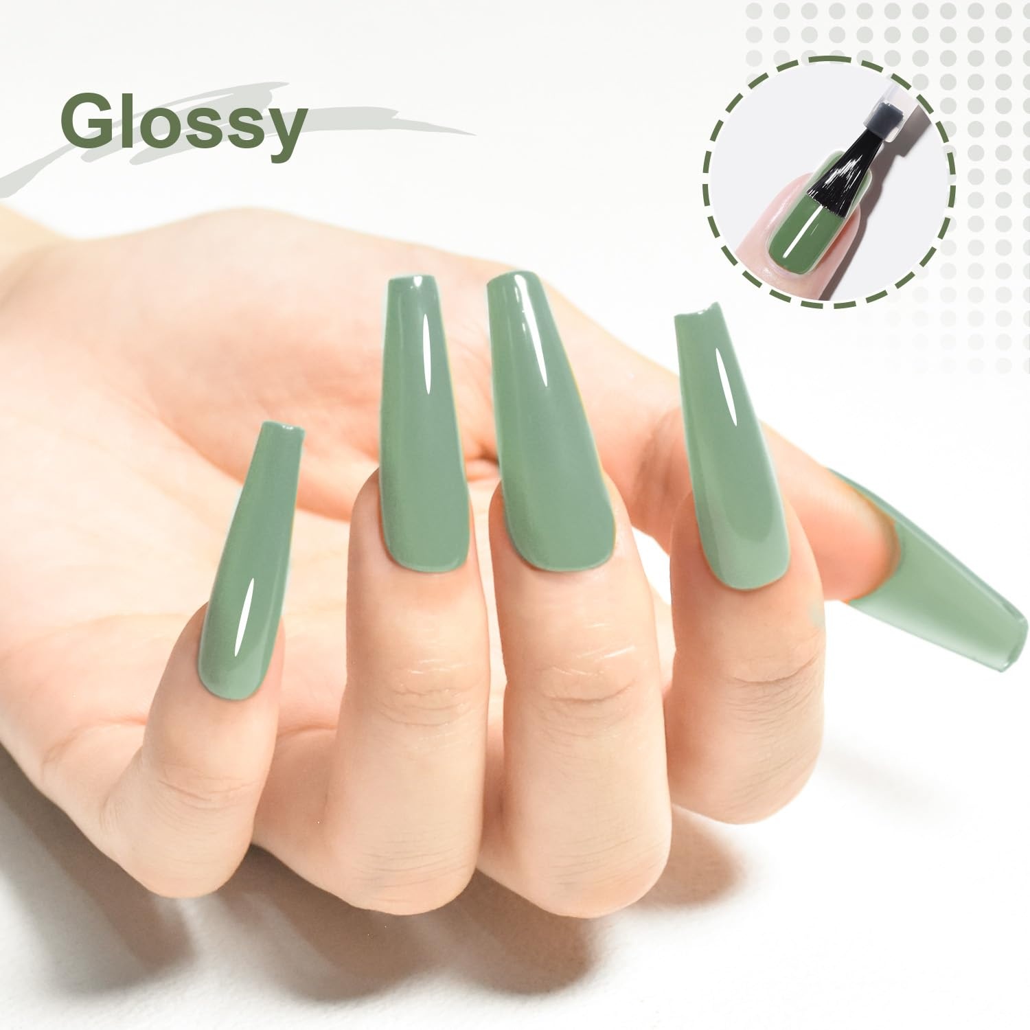 JODSONE 16.5ml Gel Nail Polish Sage Green Need U V Curing for Home Manicures Sage Green Lacquer for Solid Nail Designs Gift for Women - view 3