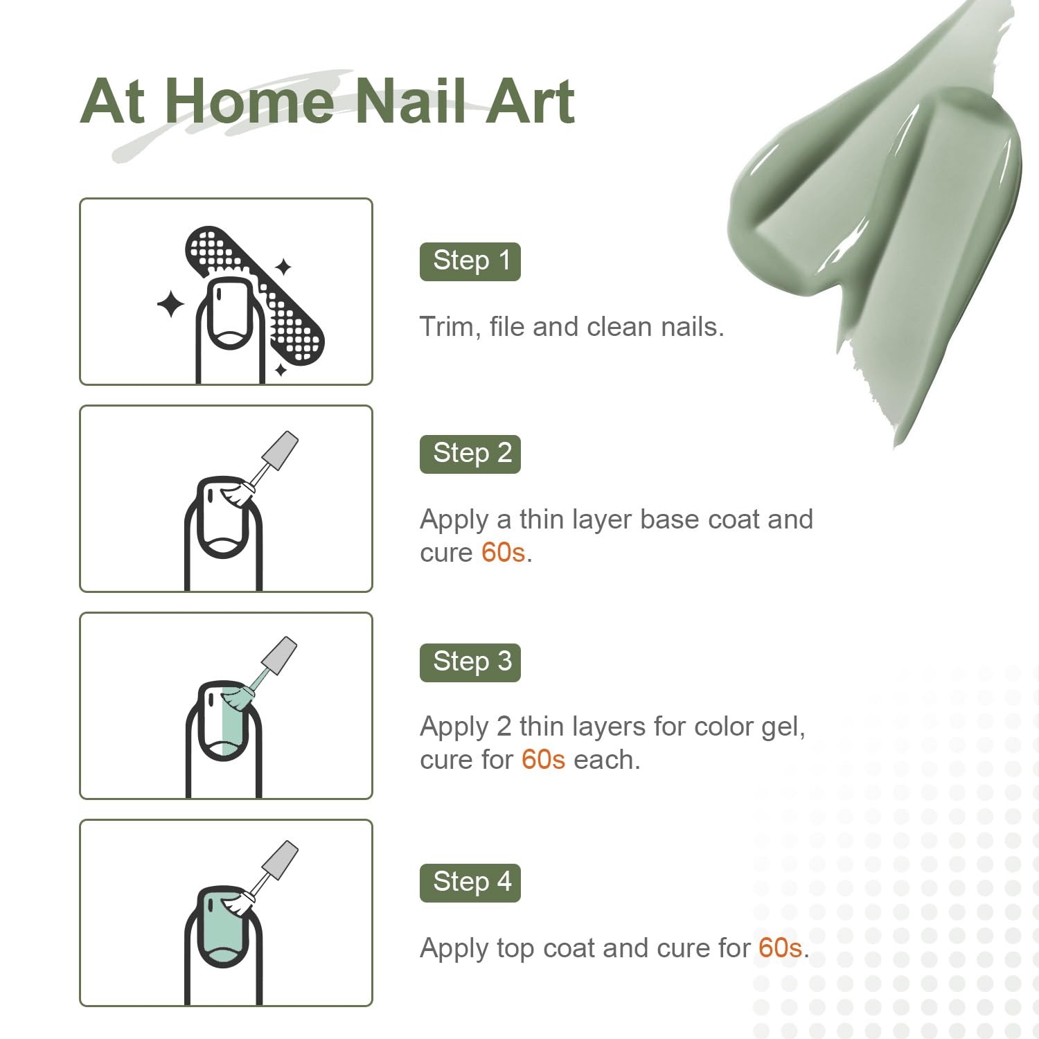 JODSONE 16.5ml Gel Nail Polish Sage Green Need U V Curing for Home Manicures Sage Green Lacquer for Solid Nail Designs Gift for Women - view 5