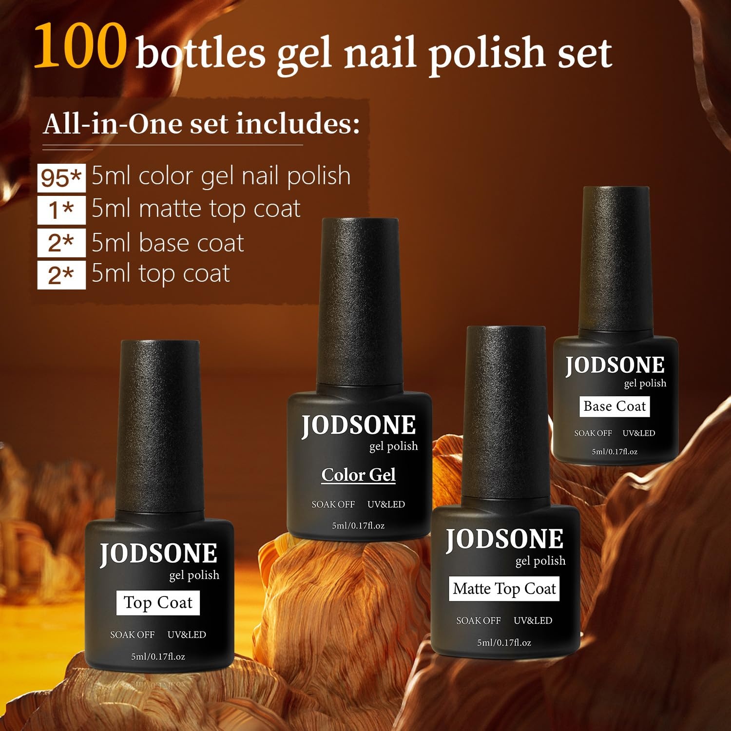 JODSONE 12 PCS Gel Nail Polish Set with Base Coat and Top Coat Limited Red Pink High Gloss Fashion Gifts for Women & Girls(100SET 01)