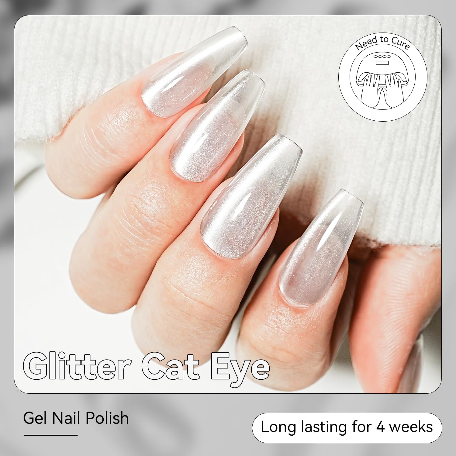 JODSONE 16.5ml Cat Eye Gel Nail Polish Pink Purple Glitter Magnetic Reflective Translucent at Home Salon Design Need U V Curing(Moonlight Silvery Glassy Holographic 16.5ml) - view 5