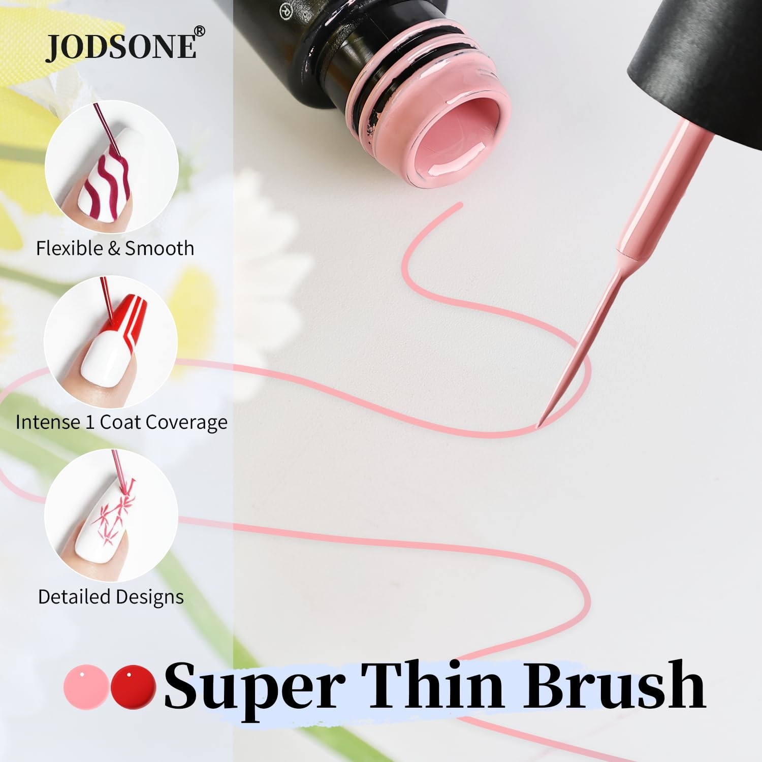 JODSONE 5ml Nail Art Gel Liner Set 10 Colors Gel Nail Polish Need U V Lamp Cured with Thin Brush Gift for Girls at Home Salon Design,Pink Red Blue Purple(10colors set-2) - view 4
