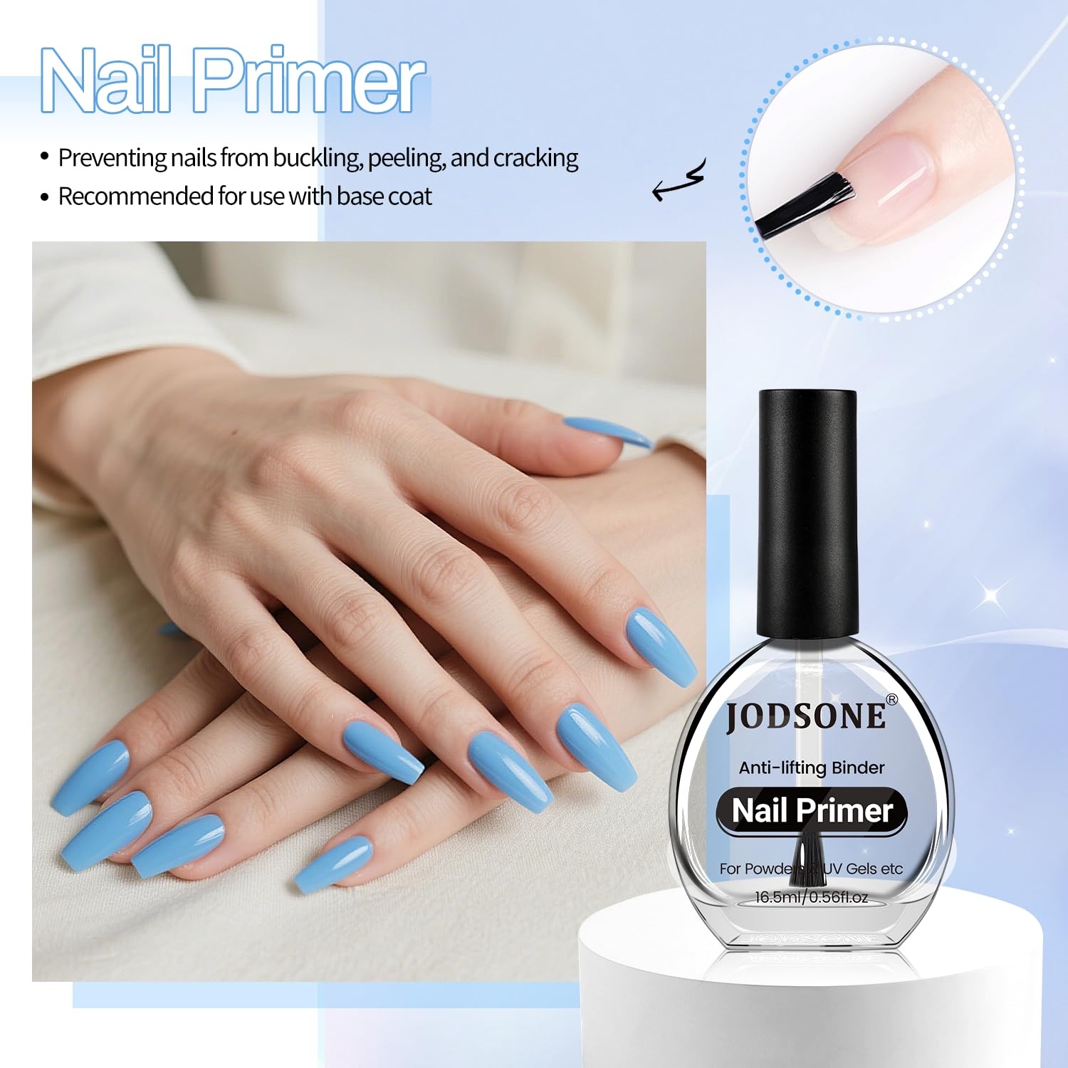 JODSONE 3Pcs 16.5ml Top Coat and Base Coat Set with Gel Nail Remover No Wipe Top Coat Base Need U V Lamp Cured Gel Nail Remover for Quick and Easy Removal At Home(GN003) - view 4