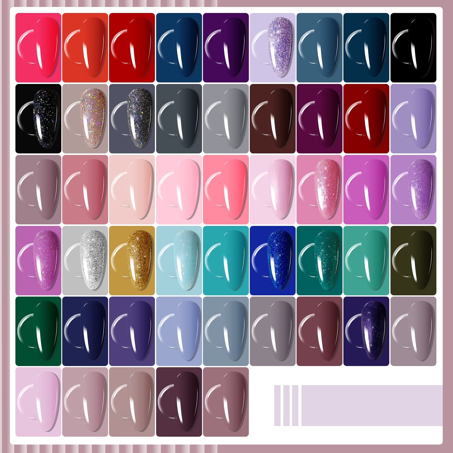 JODSONE 12 PCS Gel Nail Polish Set with Base Coat and Top Coat Limited Red Pink High Gloss Fashion Gifts for Women & Girls(100SET 05) - view 3