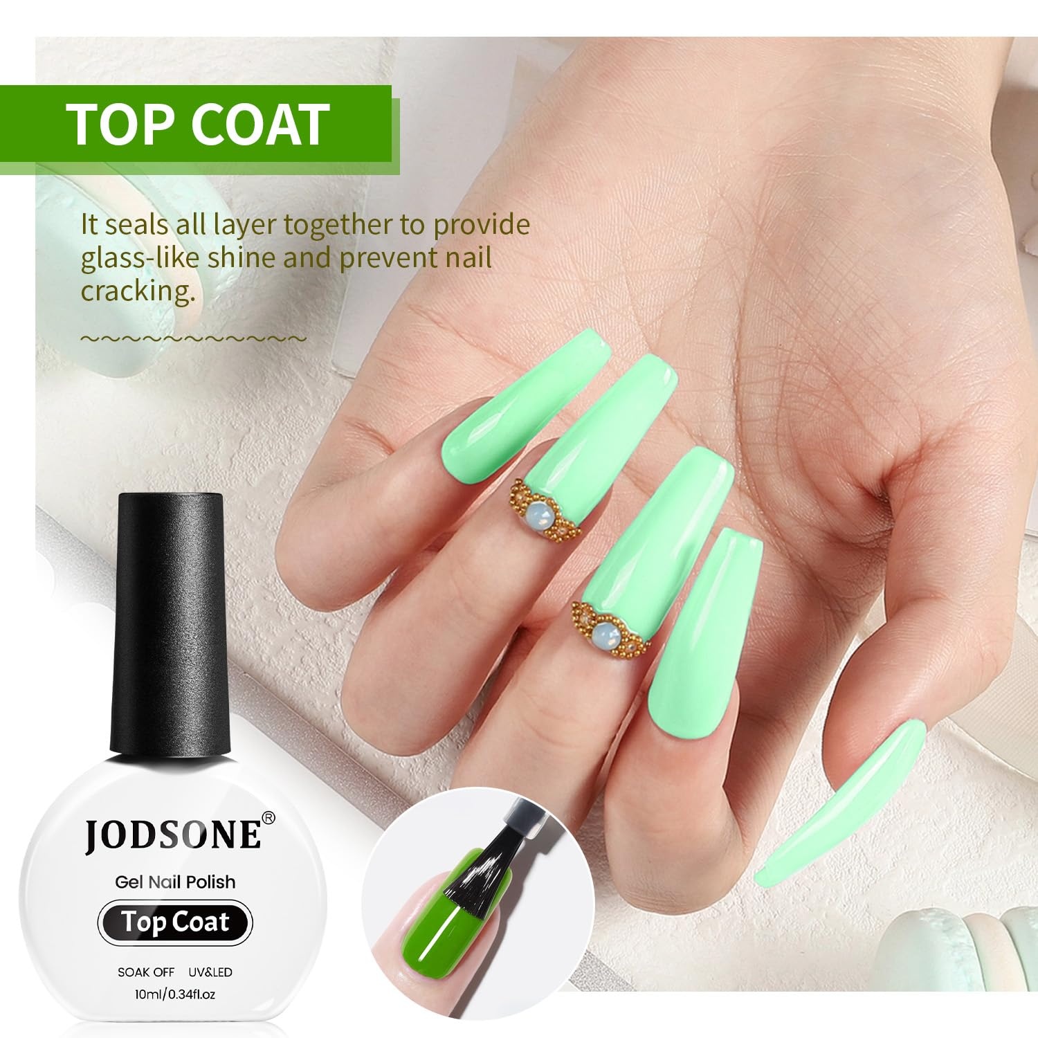 JODSONE 10ml Gel Nail Polish Black Gel Polish with 10ml Base Coat Top Coat - view 6