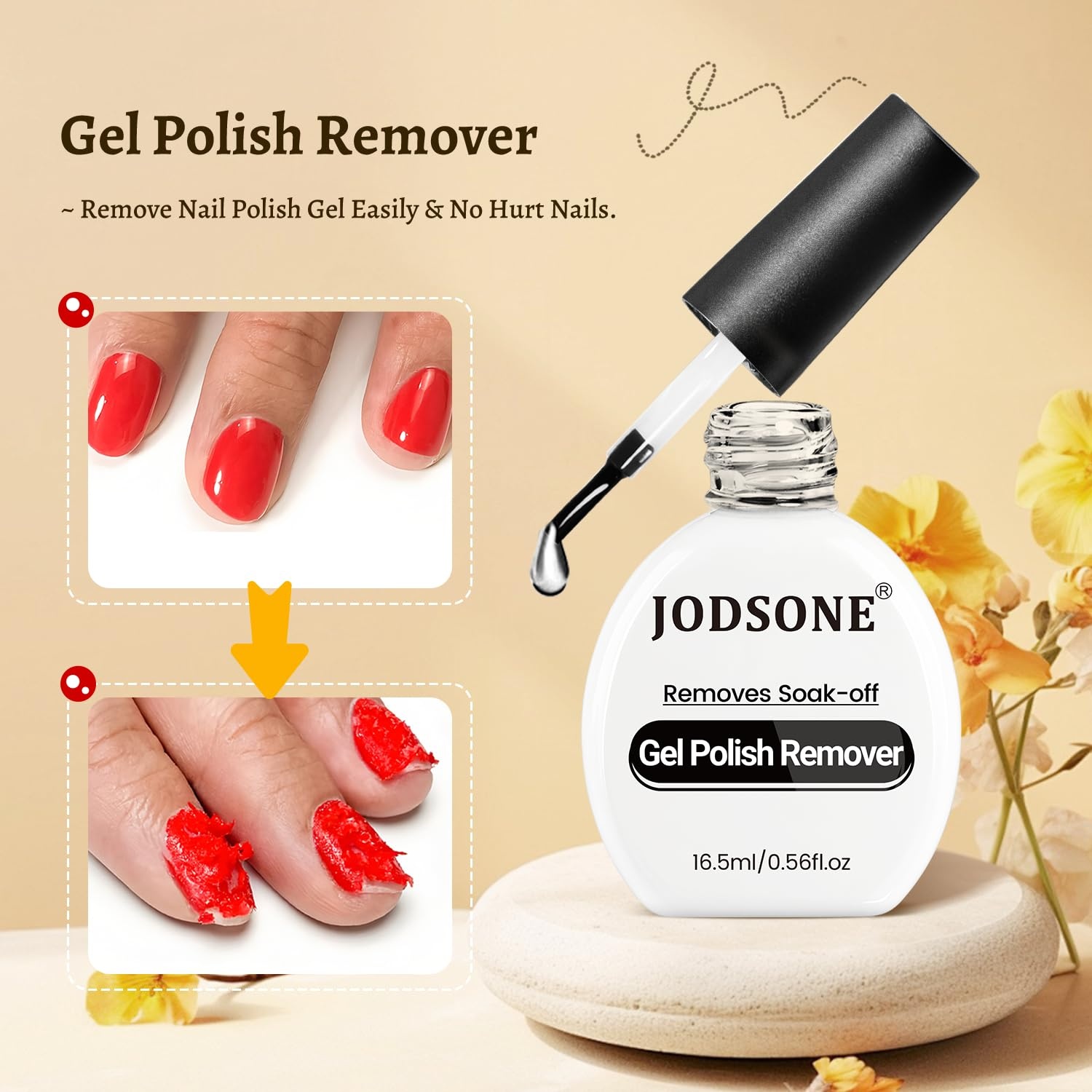 JODSONE 3Pcs 16.5ml Top Coat and Base Coat Set with Gel Nail Remover No Wipe Top Coat Base Need U V Lamp Cured Gel Nail Remover for Quick and Easy Removal At Home(GN010) - view 3