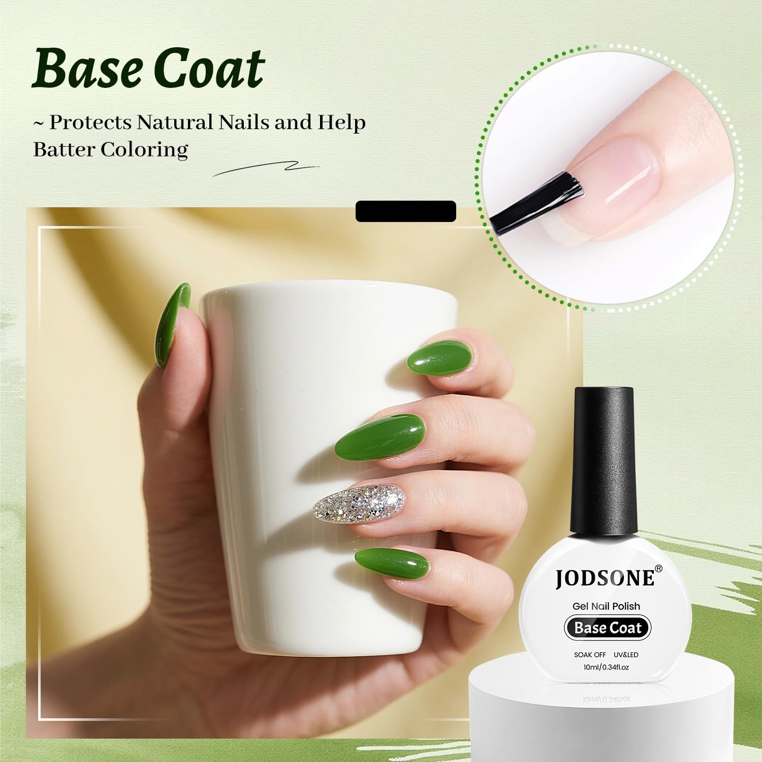 JODSONE 4 Bottle 10ML Nail Primer Base Coat Top Coat and Builder Gel Glossy Durable Long Lasting Gift for Girls at Home Salon Design(3pcs Top and Base coat + Builder Gel) - view 2