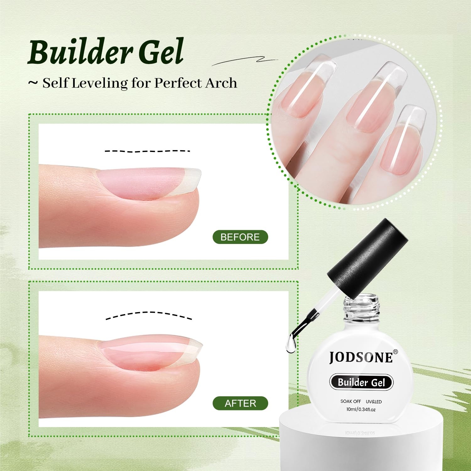 JODSONE 4 Bottle 10ML Nail Primer Base Coat Top Coat and Builder Gel Glossy Durable Long Lasting Gift for Girls at Home Salon Design(3pcs Top and Base coat + Builder Gel) - view 4