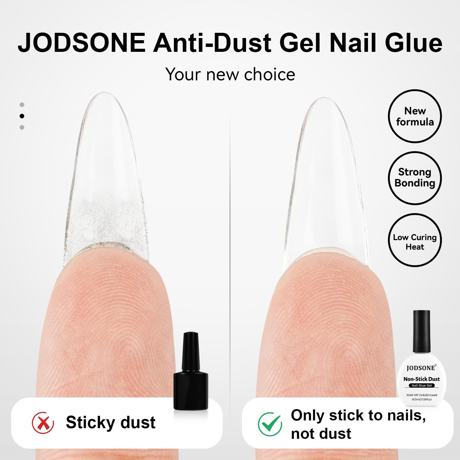 JODSONE Gel Nail Glue – 16.5ml Anti-Dust & Super Strong Nail Glue for False Nails Tips,Low Heat,No Bubbles,Curing Smooth & Long Lasting,Curing Needed U V Light(16.5ML-Clear) - view 2