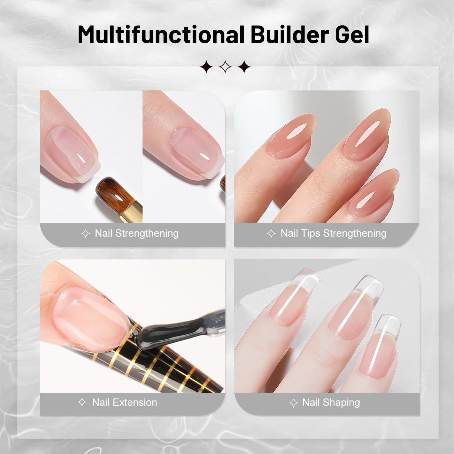 JODSONE Rubber Base Builder Gel for Nails,16.5ML 3-in-1 Nude Pink Rubber Base Gel Polish for Nail Thickening Solution Strengthen,Apex Building,Enhance(16.5ML 2pcs Builder Gel) - view 2