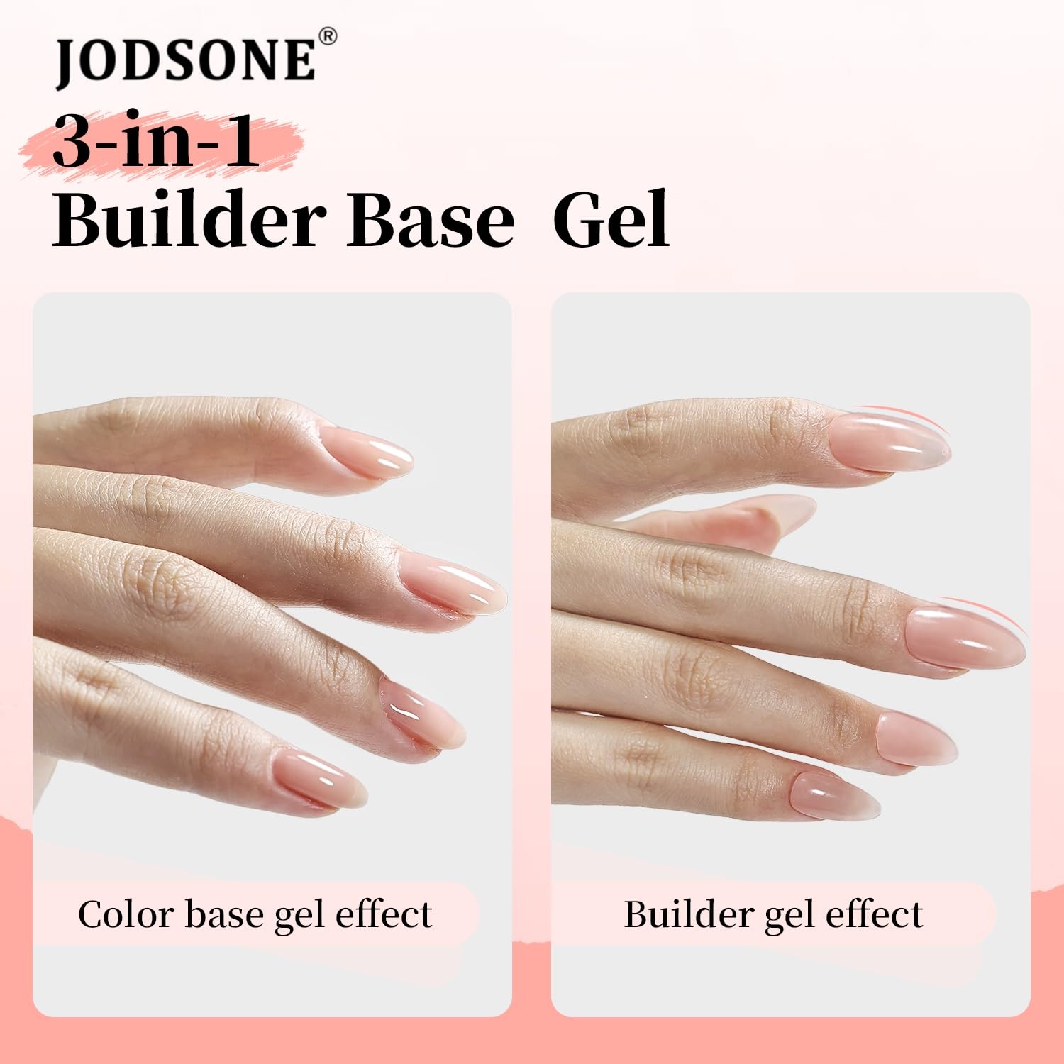 JODSONE Rubber Base Builder Gel for Nails,16.5ML 3-in-1 Nude Pink Rubber Base Gel Polish for Nail Thickening Solution Strengthen,Apex Building,Enhance(BG13-Nude Pink)