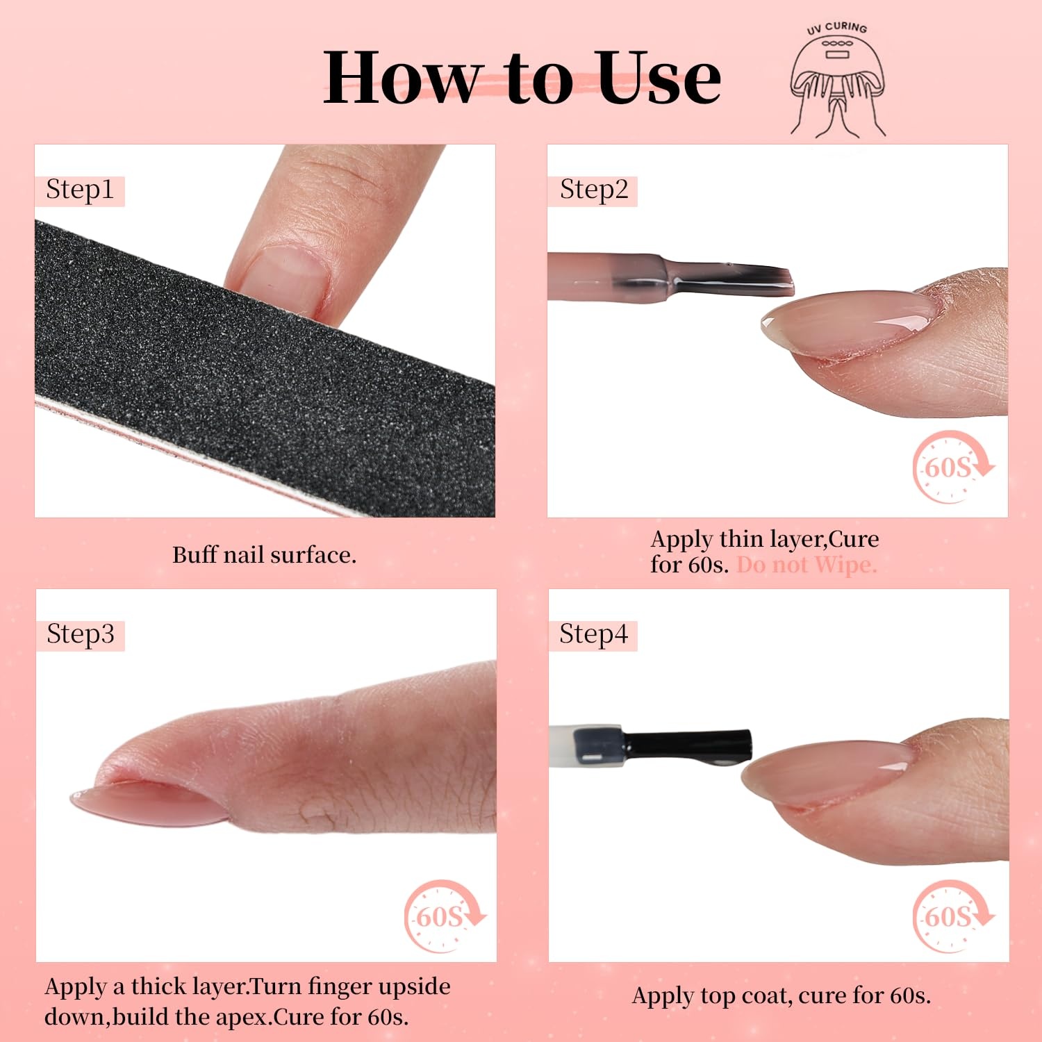 JODSONE Rubber Base Builder Gel for Nails,16.5ML 3-in-1 Nude Pink Rubber Base Gel Polish for Nail Thickening Solution Strengthen,Apex Building,Enhance(BG13-Nude Pink) - view 5