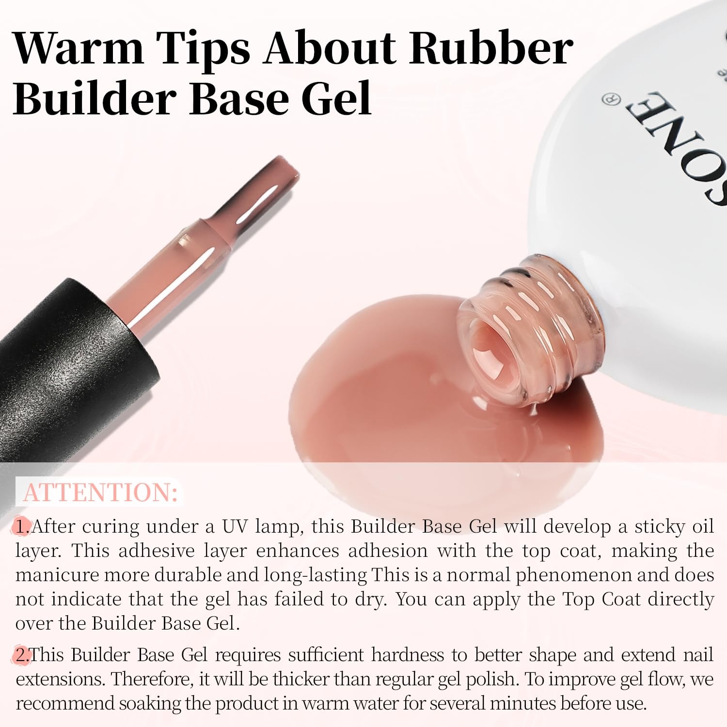 JODSONE Rubber Base Builder Gel for Nails,16.5ML 3-in-1 Nude Pink Rubber Base Gel Polish for Nail Thickening Solution Strengthen,Apex Building,Enhance(BG13-Nude Pink) - view 6