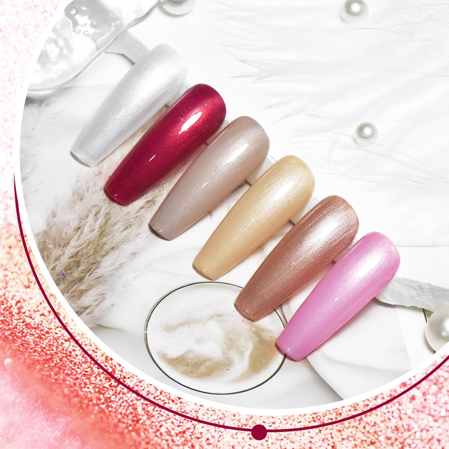 JODSONE 10ml Glitter Gel Nail Polish Set 6Colors Red Glitter Pink White Gel Polish All Seasons Neutral Soak off LED Lamp Manicure Set for Nail Art - view 3