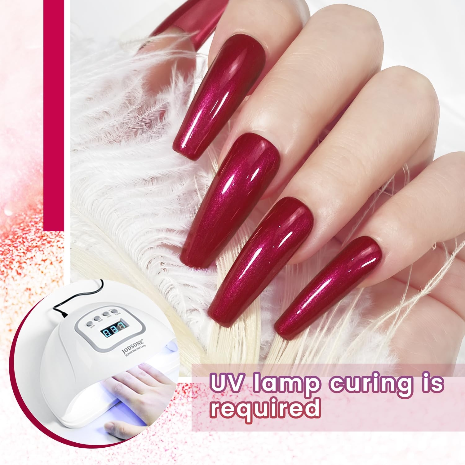 JODSONE 10ml Glitter Gel Nail Polish Set 6Colors Red Glitter Pink White Gel Polish All Seasons Neutral Soak off LED Lamp Manicure Set for Nail Art - view 4