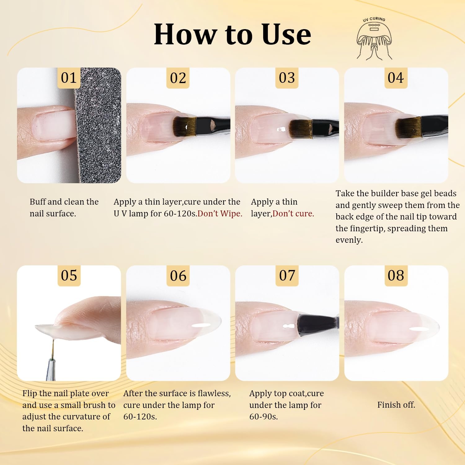 JODSONE 2Pcs 15g Builder Gel & Crystal Top Coat Set-3-in-1 Base Coat,Builder Gel,Nail Thickening Solution and Strengthening Nail Tip Glue & Ultra Clear No Wipe Top Gels,U V/LED Curing(15g Clear 3-in-1 Builder Gel) - view 4