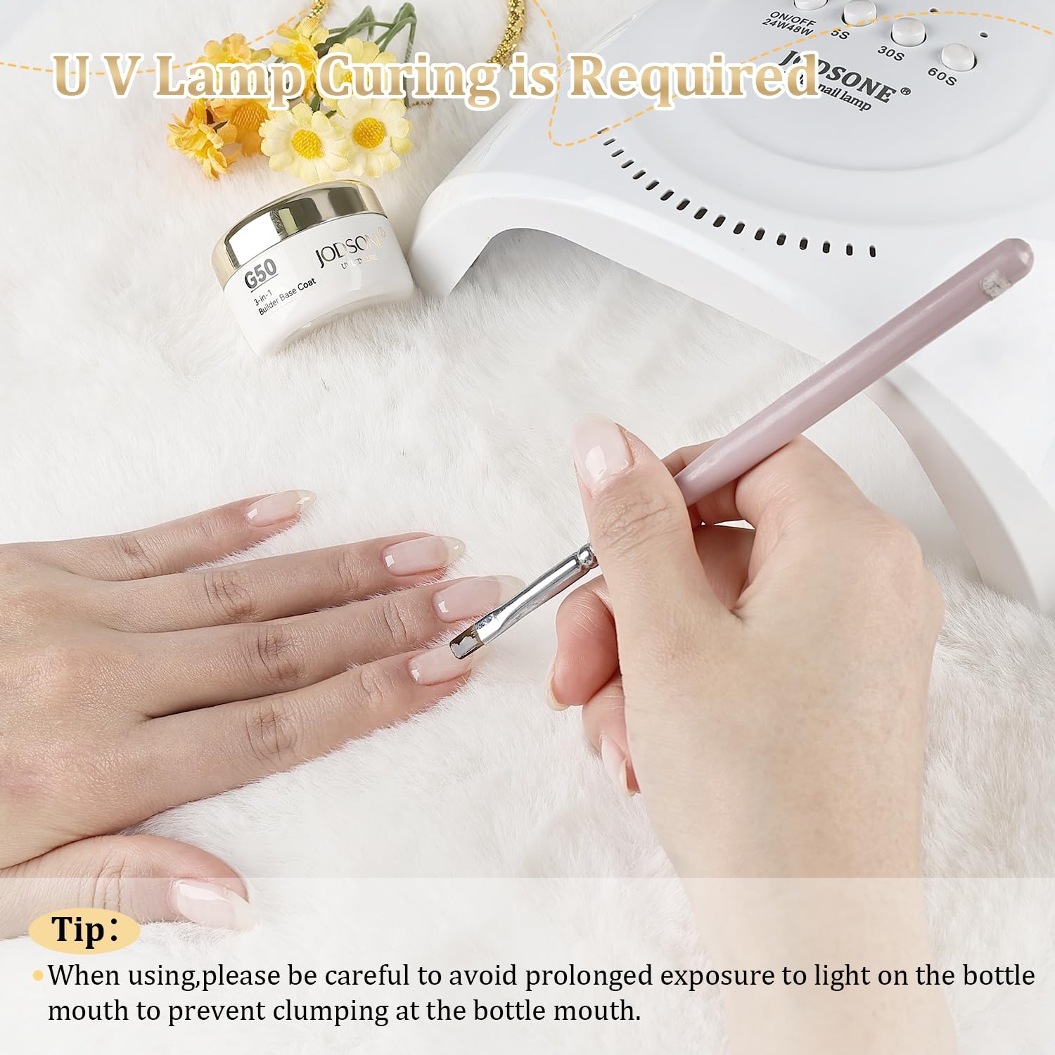 JODSONE 2Pcs 15g Builder Gel & Crystal Top Coat Set-3-in-1 Base Coat,Builder Gel,Nail Thickening Solution and Strengthening Nail Tip Glue & Ultra Clear No Wipe Top Gels,U V/LED Curing(15g Clear 3-in-1 Builder Gel) - view 5