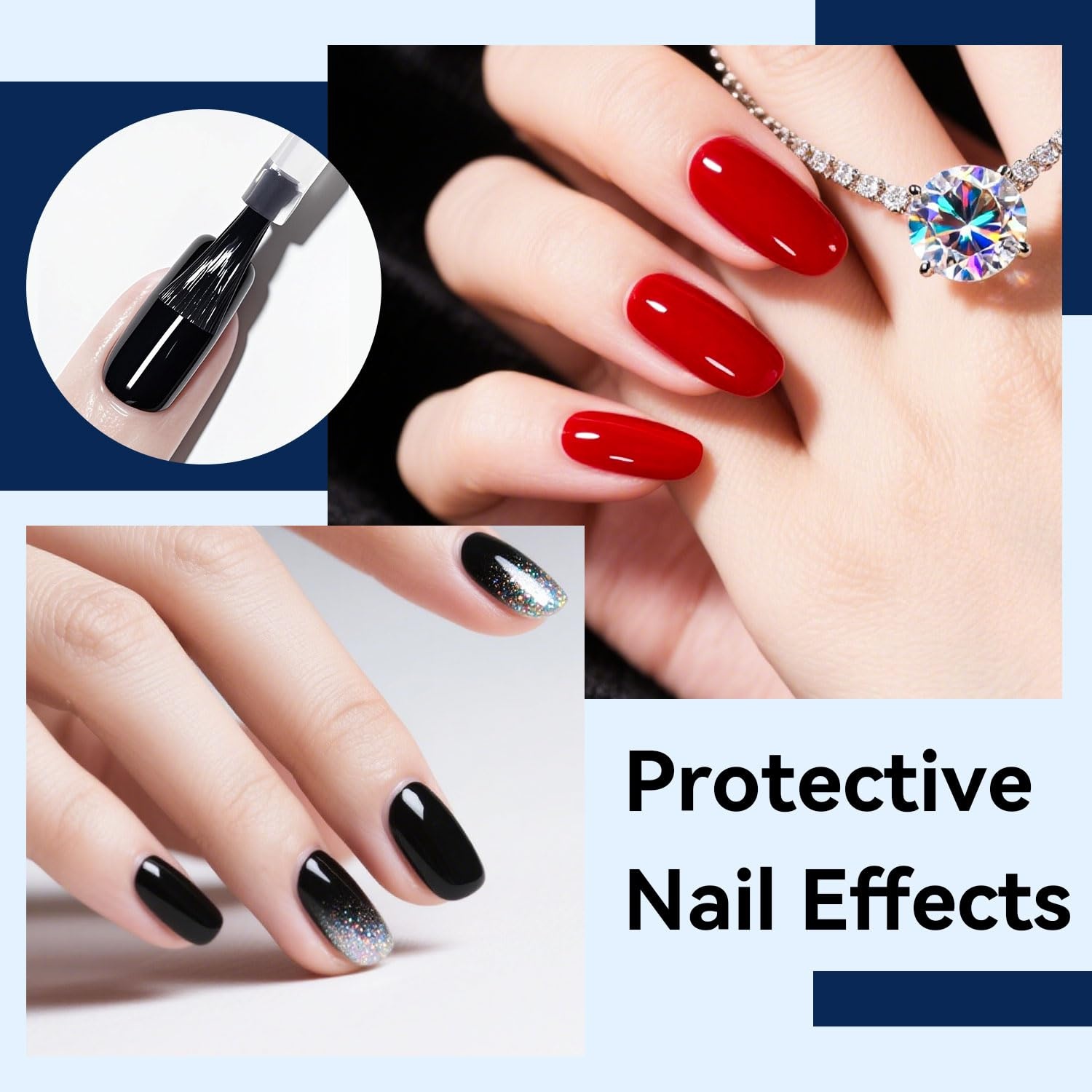 JODSONE 3Pcs 16.5ml Top Coat and Base Coat Set with Gel Nail Remover No Wipe Top Coat Base Need U V Lamp Cured Gel Nail Remover for Quick and Easy Removal At Home(GN008) - view 5