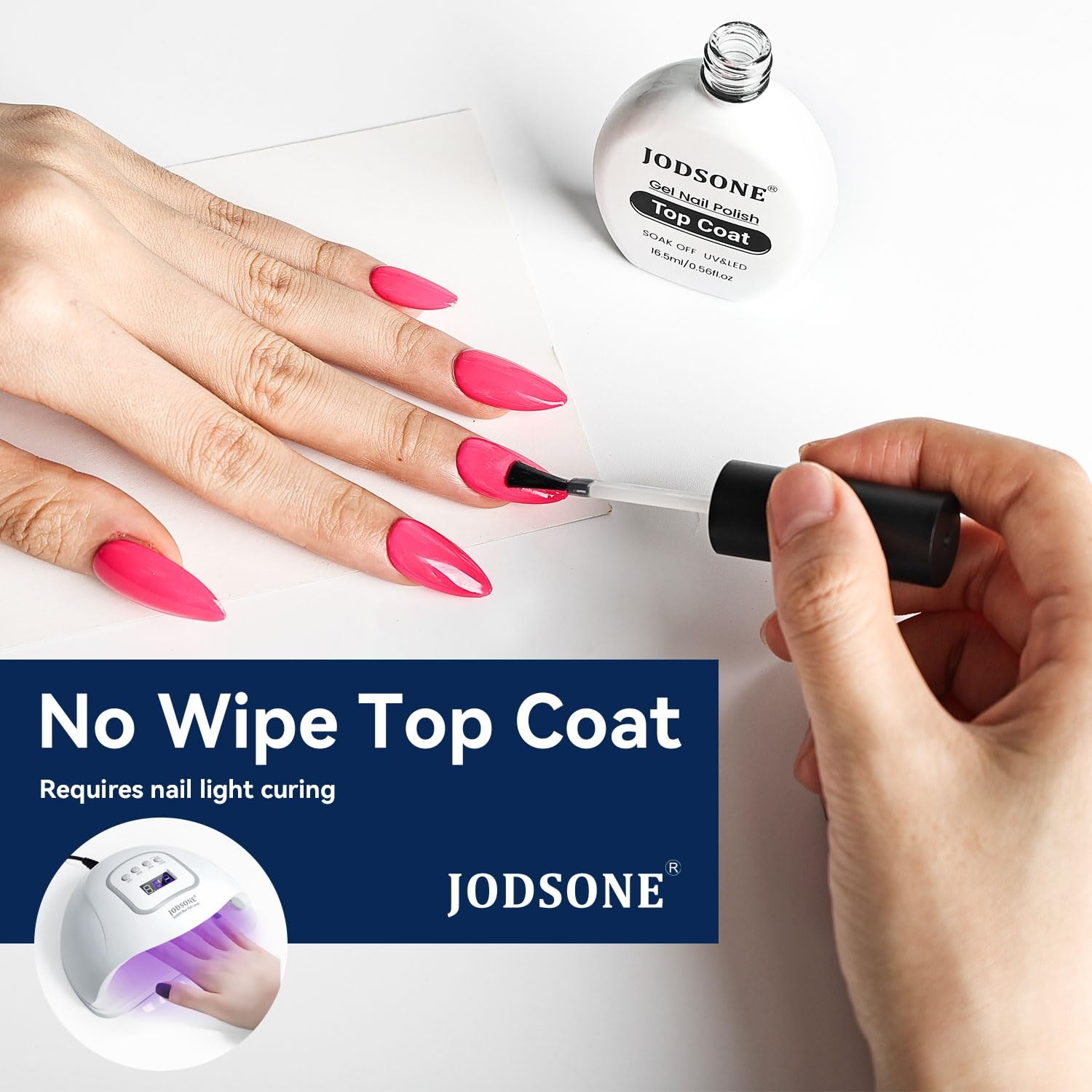 JODSONE 3Pcs 16.5ml Top Coat and Base Coat Set with Gel Nail Remover No Wipe Top Coat Base Need U V Lamp Cured Gel Nail Remover for Quick and Easy Removal At Home(GN008) - view 6