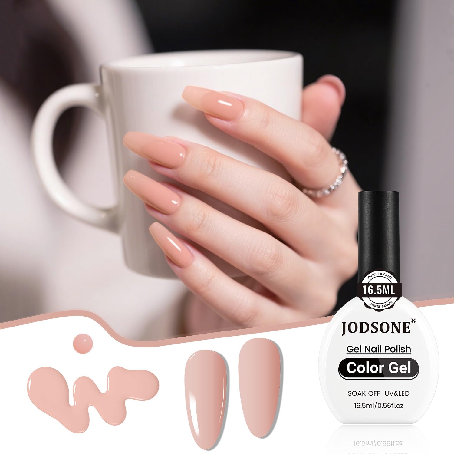 JODSONE Gel Nail Polish 16.5ml Light Nude Gel Polish Nail Soak Off U V LED Nail Lamp Art Manicure Salon DIY Home Gift for Women Girls - view 6