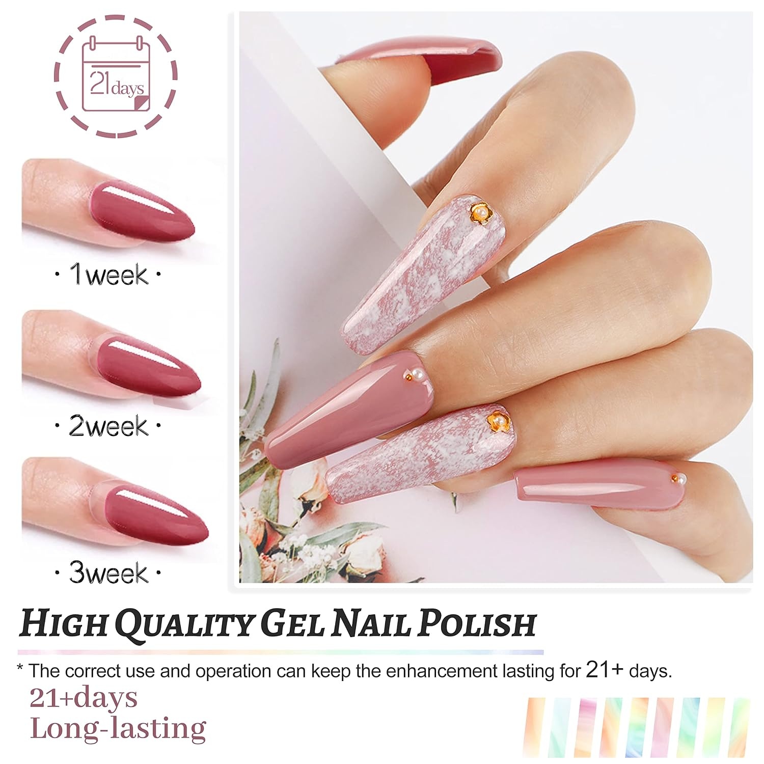 JODSONE 36 PCS Gel Nail Polish Set Base Coat Glossy Matte and Glitter Top Coat Collection Gifts for Women and 5PCS Nail Files - view 5