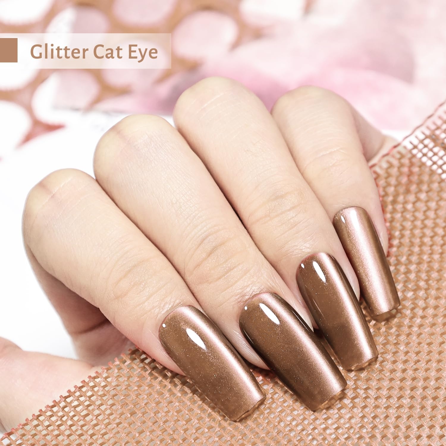 JODSONE 16.5ml Cat Eye Gel Nail Polish Pink Purple Glitter Magnetic Reflective Translucent at Home Salon Design Need U V Curing(Brown 16.5ml (2720F)) - view 2