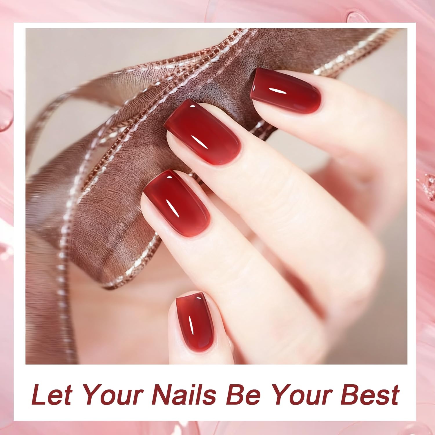 JODSONE 18ml Nude Jelly Gel Nail Polish Soak Off UV LED Art Manicure Salon DIY at Home Gift for Women(Jelly Burgundy)