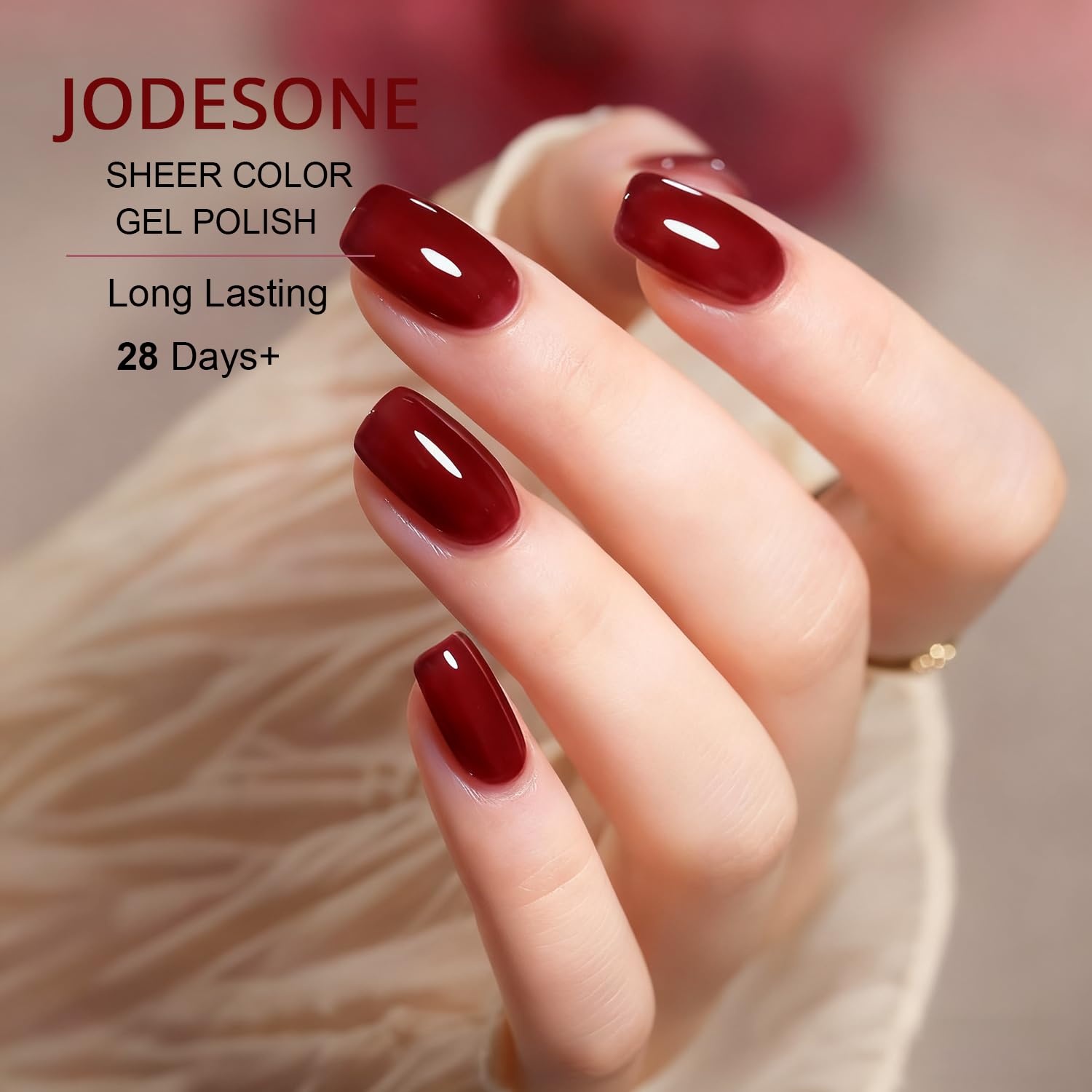 JODSONE 18ml Nude Jelly Gel Nail Polish Soak Off UV LED Art Manicure Salon DIY at Home Gift for Women(Jelly Burgundy) - view 3