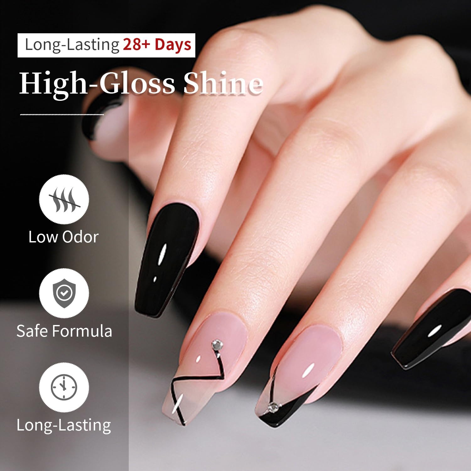 JODSONE 15ml Black Gel Nail Polish Gel Polish Black Soak Off Led Gel Polish Nail Art Manicure Salon Diy At Home(B001) - view 3
