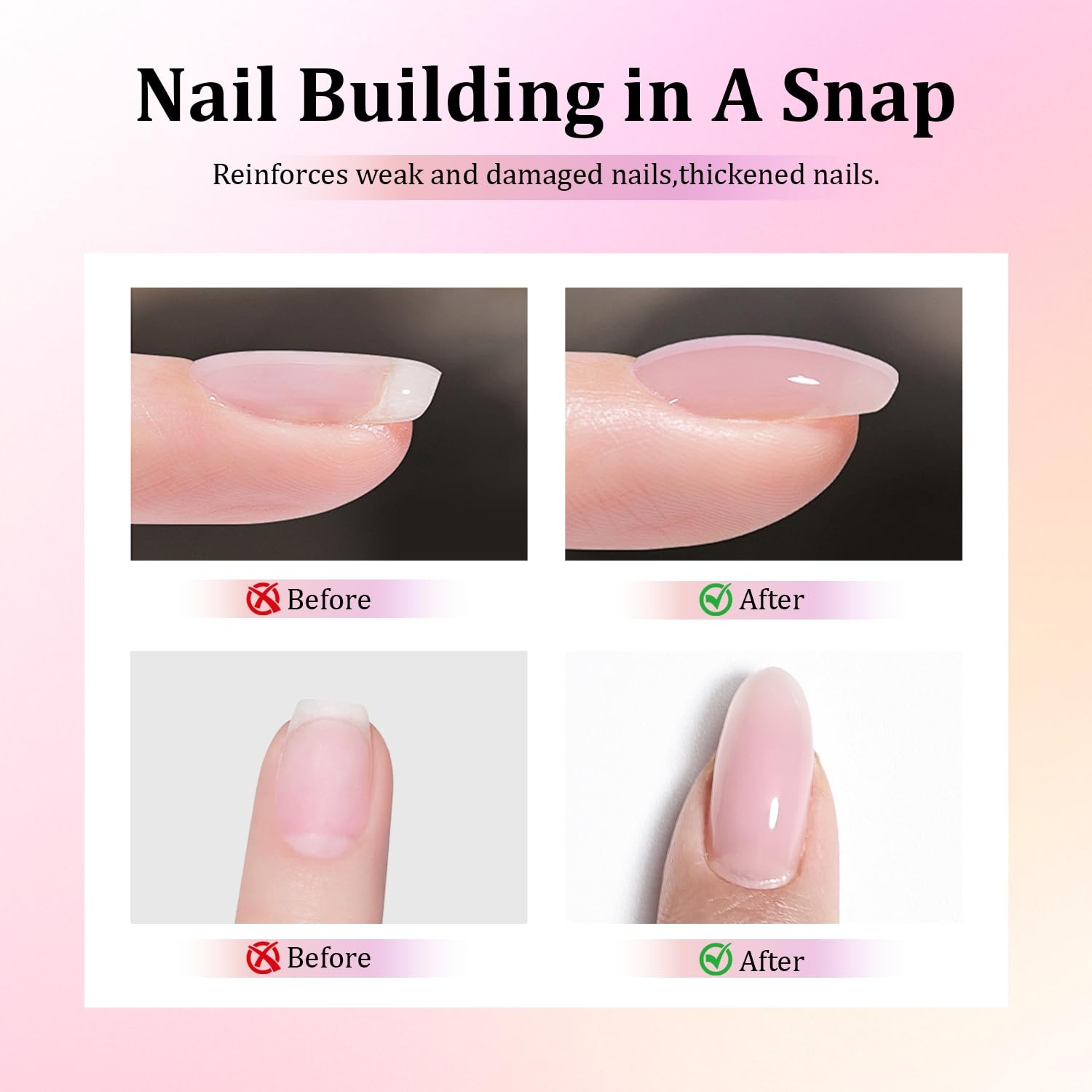 JODSONE Builder Gel for Nails,4Pcs 10ML Builder Gel Set, Nail Apex and Extension Strengthener Hard Need to Cured by Nail Lamp,Clear White Pink Brown(GJ01-GJ04) - view 3