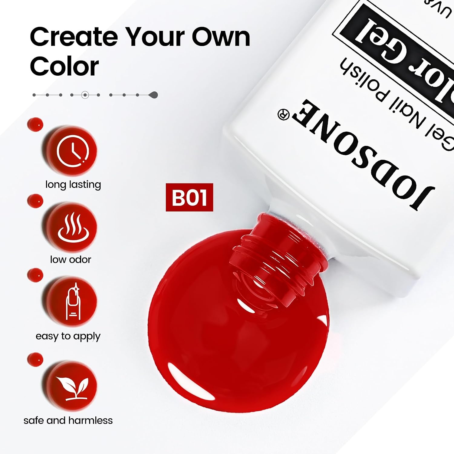 JODSONE Gel Nail Polish 18ml Light Red Gel Polish Long-Lasting Art Design Manicure Salon DIY At Home Soak Off U V LED Nail Art Gifts for Women