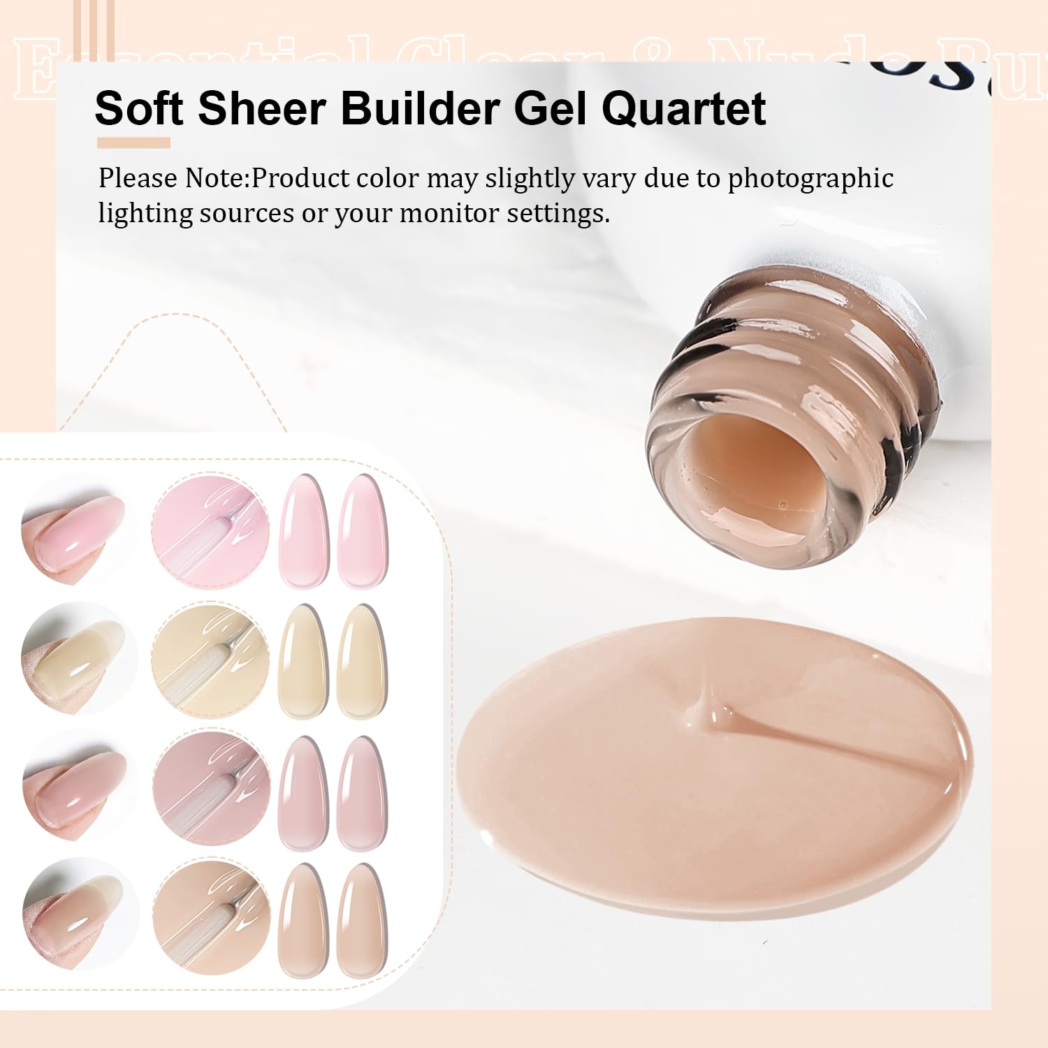 JODSONE Builder Gel for Nails,4Pcs 10ML Builder Gel Set, Nail Apex and Extension Strengthener Hard Need to Cured by Nail Lamp,Clear White Pink Brown(GJ09-GJ12) - view 2