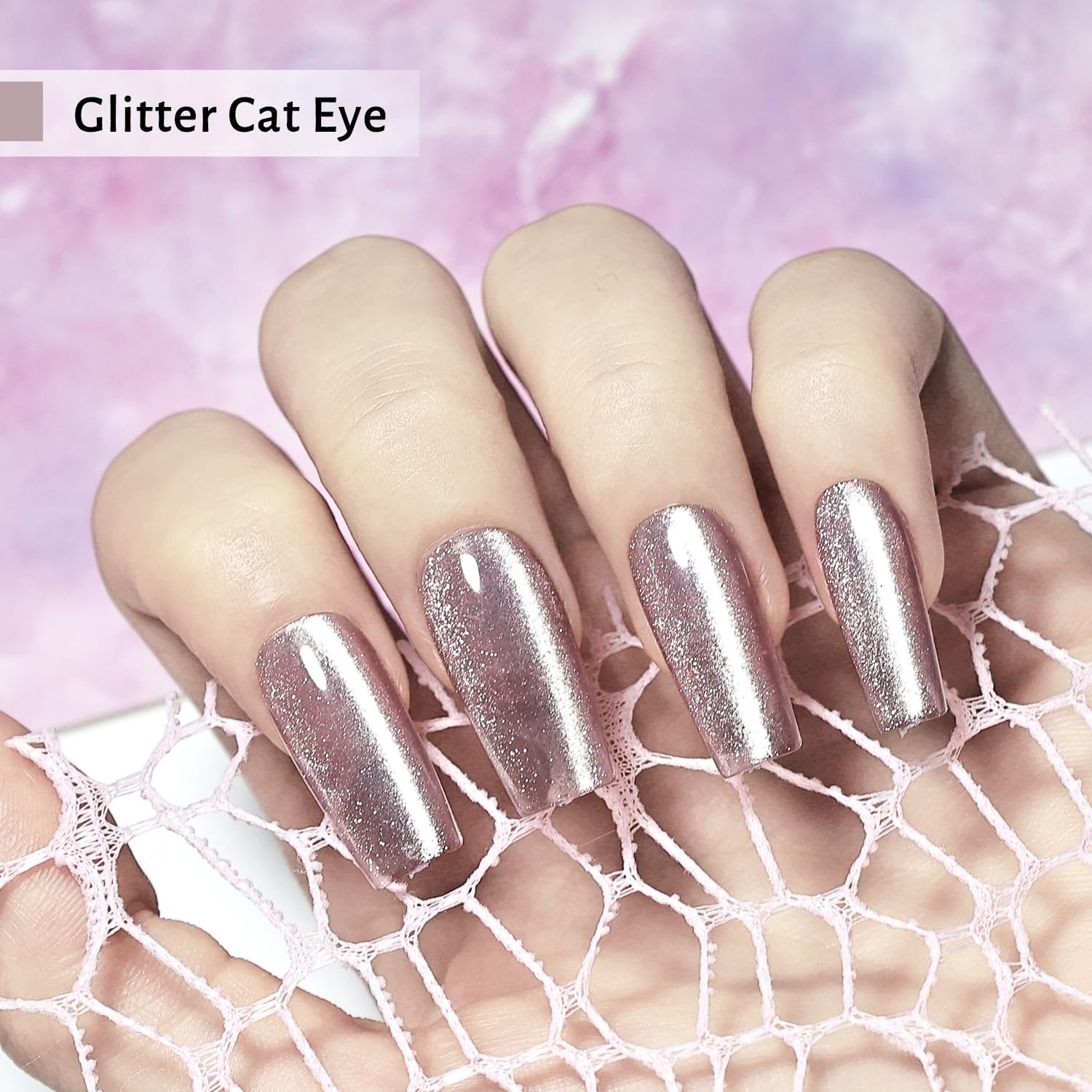 JODSONE 16.5ml Cat Eye Gel Nail Polish Pink Purple Glitter Magnetic Reflective Translucent at Home Salon Design Need U V Curing(Glitter Pink Purple 16.5ml (2723F)) - view 2