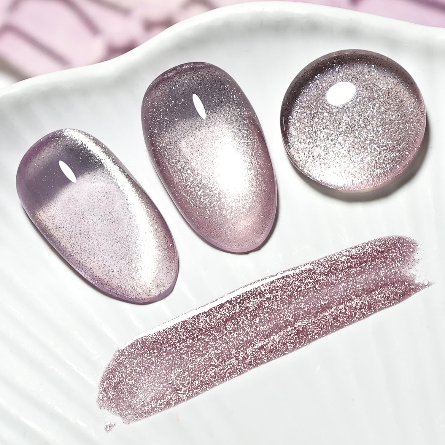 JODSONE 16.5ml Cat Eye Gel Nail Polish Pink Purple Glitter Magnetic Reflective Translucent at Home Salon Design Need U V Curing(Glitter Pink Purple 16.5ml (2723F)) - view 5