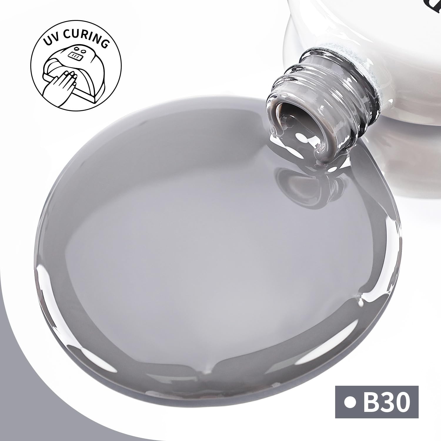 JODSONE 16.5ml Gray Gel Nail Polish Silver Gel Polish High Gloss Soak Off U V Nail Manicure Salon DIY at Home(B27)